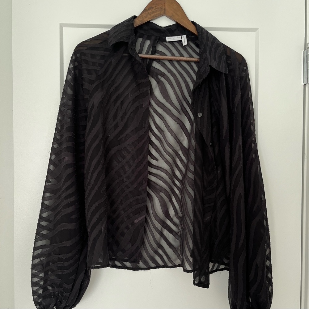 ASOS sheer zebra button down blouse